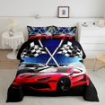 thumbnail image 2 of Erosebridal Ensembles de Couette Voiture de Course Rouge Format Grand, Ensemble de Literie Géométrique Buffalo Couette Grand, Décoration Sports Extrêmes, Réversible, Ultra Doux, 3 Pcs, 2 of 8