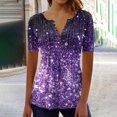 thumbnail image 2 of CEHVOM Mode Femme Décontractée Imprimé Col Rond Ample Manches Courtes T-shirt Haut Blouse Chandail Liquidation, 2 of 5