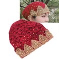 thumbnail image 4 of Turban Head Wrap, Multicolor Floral Design Stylish Exquisite Wide Use Soft Elastic Muslim Turban Hat Comfortable Breathable  For Worship For Daily Wear Wine Red,Champagne,Bright, 4 of 8
