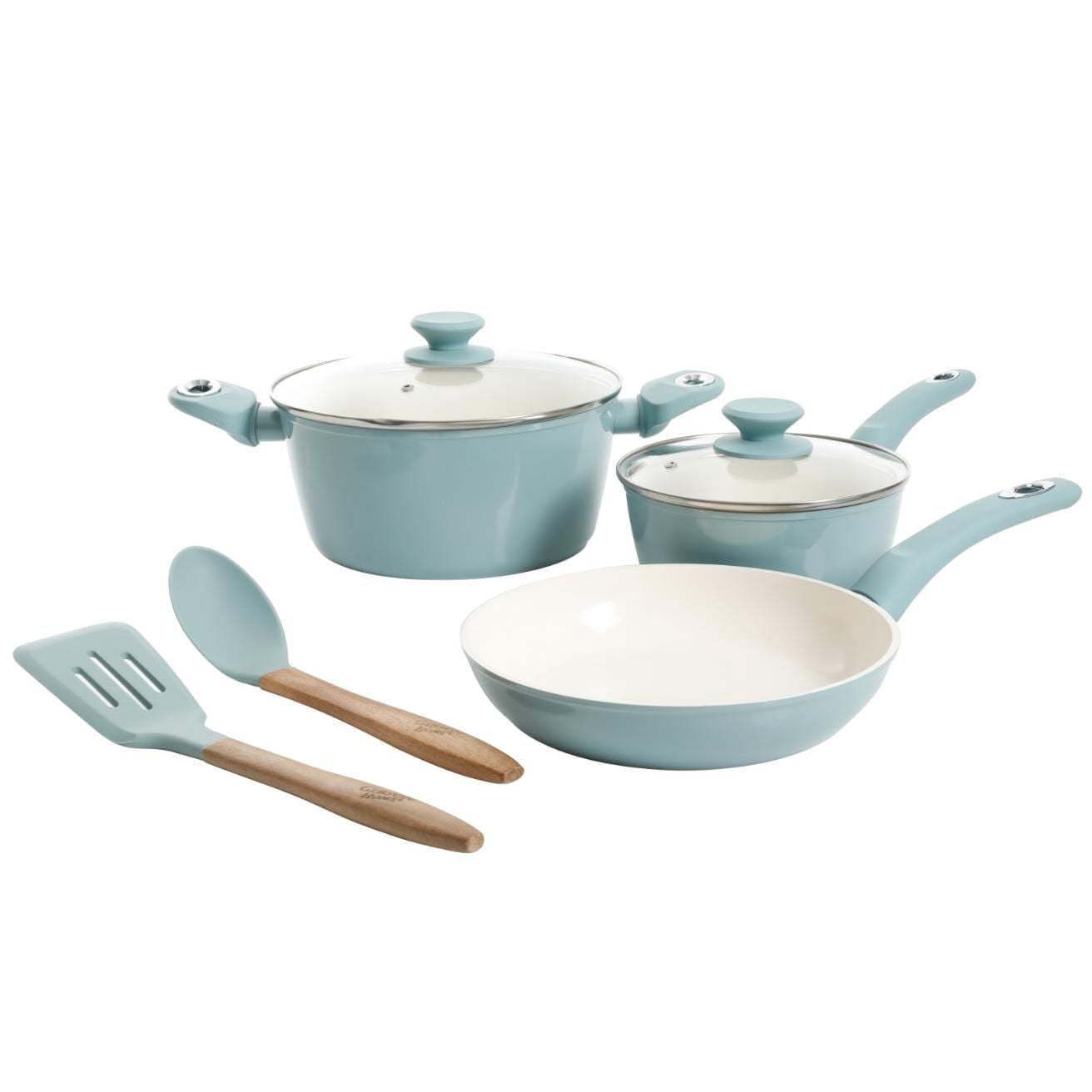 Gibson Plaza CafÃ© 7 Piece Aluminum Cookware Set, Sky with Soft Touch Bakelite Handle
