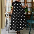 thumbnail image 1 of Uootdi Robes Tablier pour Femmes Col Ras du Cou Sans Manches à Pois avec Poche Robes Maxi Boho Légères Amples Robes Chasubles Cadeau, 1 of 7