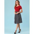 thumbnail image 2 of INSPIRE CHIC Women's Flat Collar Short Sleeve Elastic Cuff Bow Decor Blouse Top Red L, 2 of 6