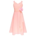 thumbnail image 1 of MSemis Kids Girls Elegant Flower Girl Dress Sleeveless Ruched Bodice Cascading Ruffle Wedding Party Dress Pink 14, 1 of 5