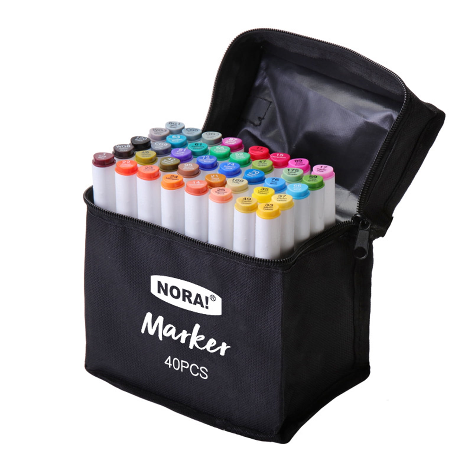Amdohai 40 Colors Alcohol Markers Set Double Tipped Colored Pens Fine Point Art Markers Packed in Cloth Bag for Kids Adult Coloring Drawing Illustrations Artist Sketching