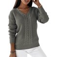thumbnail image 1 of LUXUR Women Chunky Knitted Sweaters Knitwear Chic Pullover Grey M, 1 of 4
