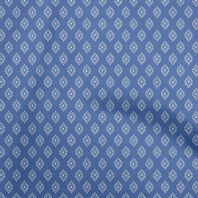 oneOone Polyester Spandex Blue Fabric Tribal Craft Projects Decor Fabric Printed By The Yard 56 Inch Wide