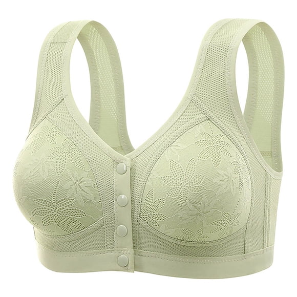 Taqqpue Front Button Closure Bras for Womens Lace Seamless Push Up Bra No Underwire Full Coverage Comfortable Bralette V Neck Bralettes Wireless Everyday Bra