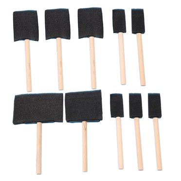 10pcs Sponge Brush Wood Handle Paint Brush Lightweight Durable and Used for Acrylics Stains Varnishes Crafts Art