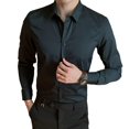 thumbnail image 1 of Men Business Shirt Button Placket Long Sleeve Lapel Solid Color Single-breasted Warm Soft Cardigan Plus Size Spring Shirt Men Clothes, 1 of 8