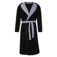 thumbnail image 2 of Innerwin Bath Robes Hoodie Men's Wrap Robe Winter Long Sleeve Soft Dressing Gown Black Gray XL, 2 of 8