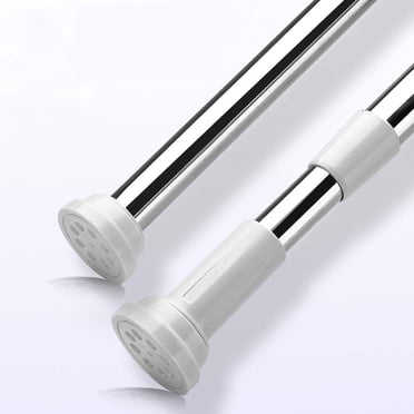 No Drill Curtain Rod, Eco-friendly Packaging Spring Tension Stainless Steel Adjustable Curtain Rods, Rustproof for Kitchen Bathroom Living Room (50-80 Inches)