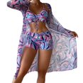 thumbnail image 4 of Women Bikini Set Ins 3 Piece Swimsuits Spaghetti Strap with Long Sleeve Cover Up, 4 of 8