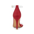 thumbnail image 4 of BLISSFUL STEP Women's Clear Ankle Strap Stiletto Heel Sandals Red 8, 4 of 7