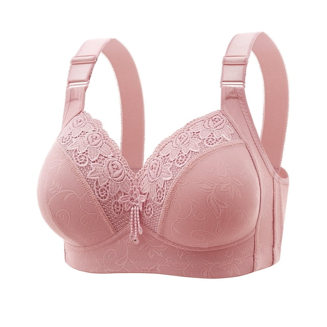 Fgnfyis Ladies' Autumn and Winter New Collection Adjustable Bra Without Steel Ring Large Chest Display Small Upper Support Comfortable and Glare Underwear Bras for Women Light Pink 38