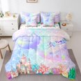 thumbnail image 1 of Mermaid Tail 7 Piece Comforter Set Full Bed in a Bag,Gradient Iridescent Fish Scale Bedding Sets Ocean Marine Life Sheet Set with Comforter, 1 of 5