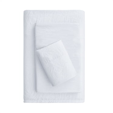 Mainstays Washed Ultra Soft Microfiber Bed Sheet Set, Twin-TXL, Arctic White, 3 Piece