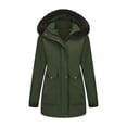 thumbnail image 1 of Women's Solid Mid Length Jacket With Large Collar And Warm Winter Coat,Size:XL, 1 of 6