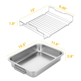 thumbnail image 3 of Rôtissoire en Acier Inoxydable - Rôtissoire Robuste pour Dinde, Cuisson au Four et Gril avec Grille et Poignée pour Four, pour Poulet, 1 x Plaque de Cuisson, Argent, 3 of 7