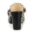 thumbnail image 4 of BLISSFUL STEP Women's Stripe Bow Block Heel Slides Mules, 4 of 7
