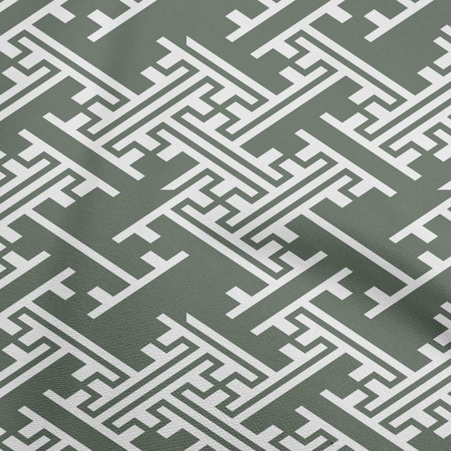 oneOone Cotton Poplin Olive Green Fabric Geometric Craft Projects Decor Fabric Printed By The Yard 42 Inch Wide