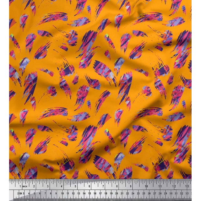Soimoi polyester Crepe Fabric Brush Stroke Abstract Printed Fabric 1 Yard 42 Inch Wide