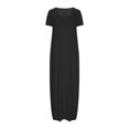 thumbnail image 3 of Annhoo Robes d'Été Grande Taille pour Femmes Col Rond Manches Courtes Robe Maxi Décontractée Ample Couleur Unie Longue Robe, 3 of 5