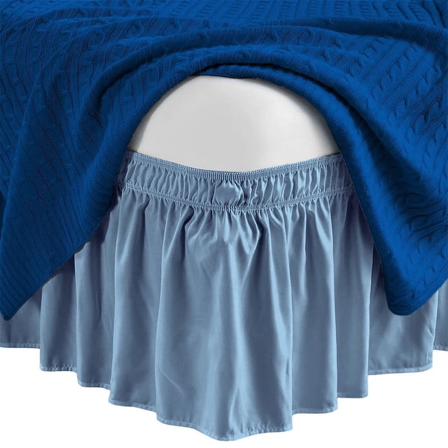 Jupe de Lit 18 Pouces Pouces / Style Enveloppant Taille TG / en Microfibre / Bleu Méditerranéen