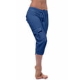 thumbnail image 3 of Moxiu Capris Cargo pour Femmes avec Multiples Poches Été Taille Mi-Haute Pantalon Jogger Grande Taille Extensible Tactique Tavel Randonnée Pantalon Court Bleu,G, 3 of 7