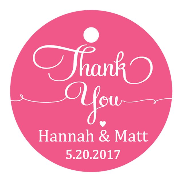 100 PCS Personalized Thank You Hang Tags Custom Wedding Favors Round Gift Paper Tags