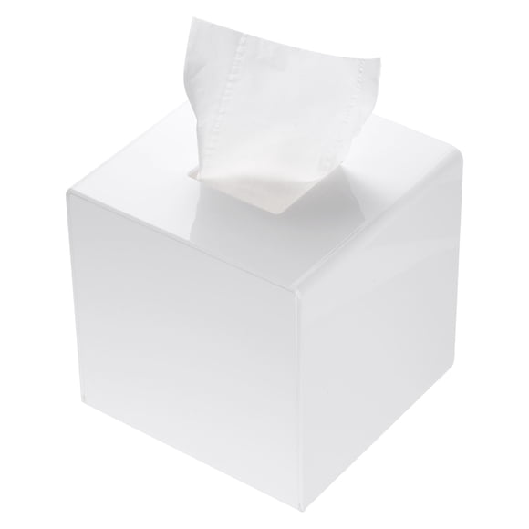 Uxcell Tissue Box Cover with Base Square Tissue Box Holder Acrylic Cube Facial Tissue Paper Dispenser