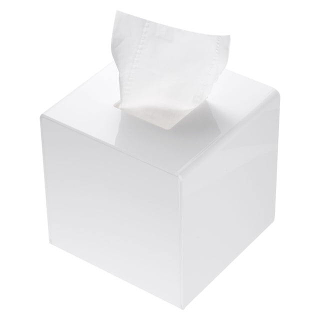 Uxcell Tissue Box Cover with Base Square Tissue Box Holder Acrylic Cube Facial Tissue Paper Dispenser