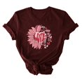 thumbnail image 4 of Meichang T-Shirts Joyeuse Saint-Valentin Femmes Mignon Imprimé Cœur T-Shirts Mignons Hauts Col Rond Manches Courtes T-Shirts de Vacances Saint-Valentin, 4 of 4