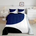 thumbnail image 1 of Erosebridal Modern Abstract Bedding Full Comforter Set, Black White Gray Navy Blue Down Comforter Breathable 3pcs, 1 of 8