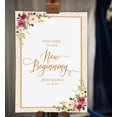 thumbnail image 2 of Darling Souvenir MADE WITH LOVE Personalized WelcomeSign/Banner,WelcomeTo Our New Beginning Custom Watercolor Flower With Border Wedding, Engagement PartySign- 18x12, 2 of 5