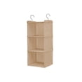 thumbnail image 4 of Cotton Linen Hanging Closet Multi Layers Pockets Clothes Organizer Bag Folding Shelves Dual Hooks Wardrobe Sorting Rack Beige 3 Layers, 4 of 9