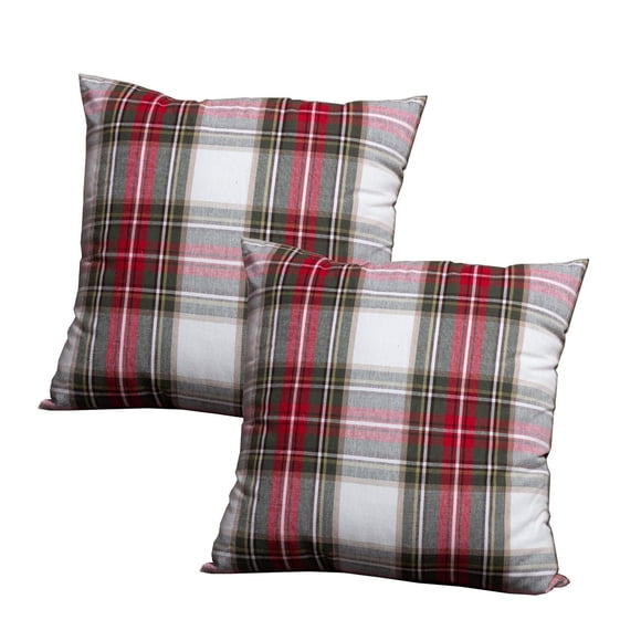 Ensemble de 2 coussins Celebration Plaid avec housse 100% coton