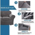 thumbnail image 3 of Modern Velvet Plush 4 Piece High Stretch Sofa Slipcover Furniture Protector Form Fit Luxury Thick Sofa Cover, Machine Washable, 3 of 6