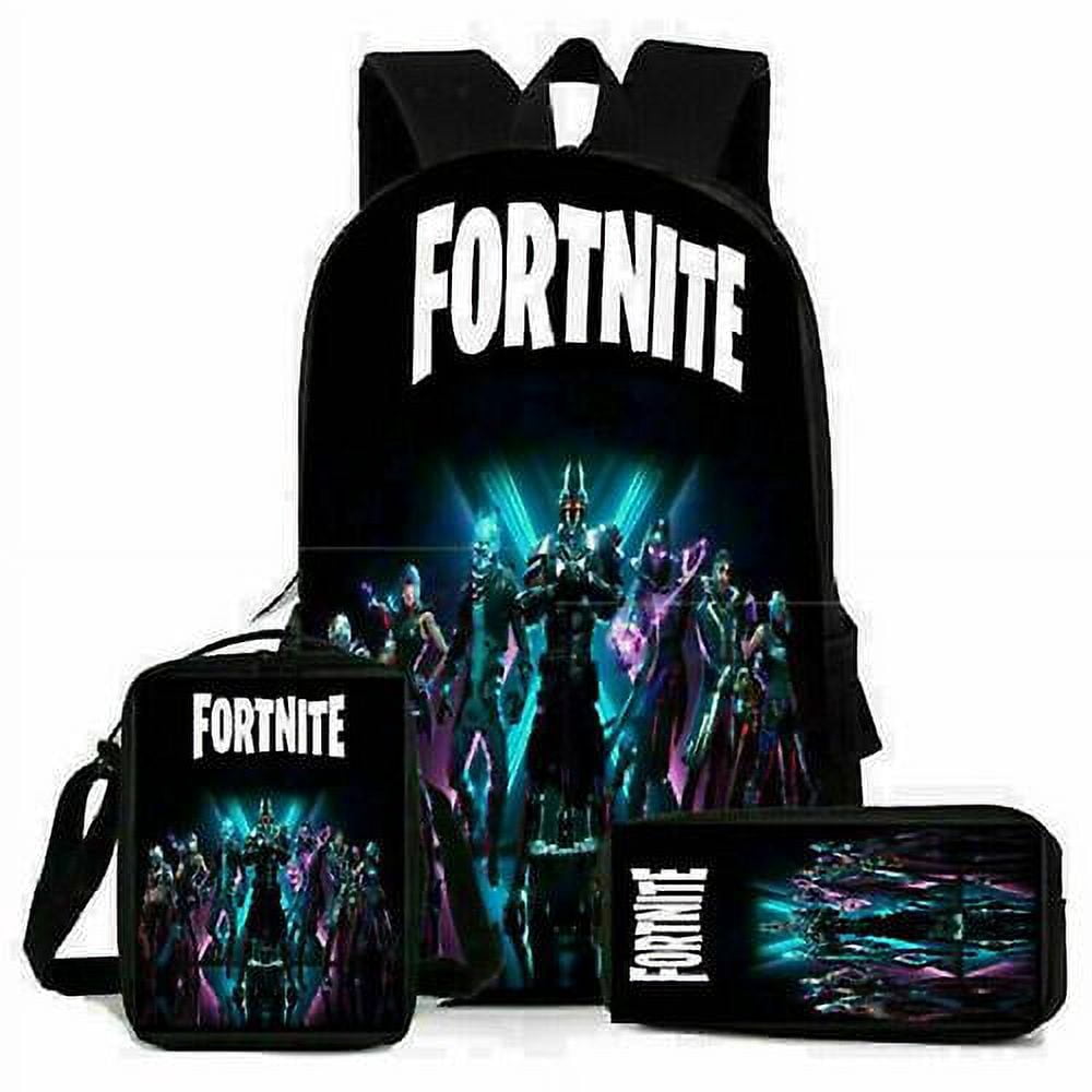 Three-piece Kids Fortnite School Bag Backpack Lunch Bag Stationery Bag Gifts