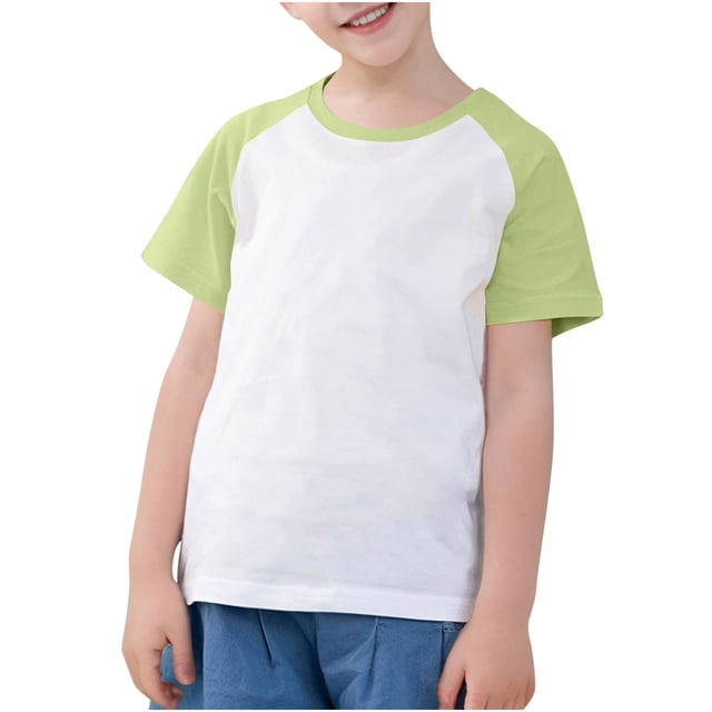 Timegard Girls Clothes Toddler Crew Neck Short Sleeve Comfy Cotton Block Color Tee Shirts Summer