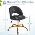 thumbnail image 2 of Ktaxon Office Desk Chair Adjustable Flannel Computer Task Chair Small Rolling Vanity Stool with Wheels for Study Make-up Dressing Black, 2 of 7