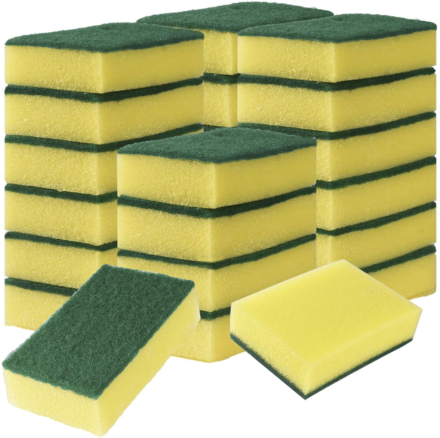 24 Pcs Sponges for Dishes, Non-Scratch Scrub Sponges with Abrasive Scour Pads, 3.94Inch x 2.8Inch x 1.2Inch Dual-Sided Dish Sponges for Washing Dishes or Home Kitchen Cleaning