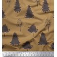 thumbnail image 1 of Soimoi Brown Rayon Crepe Fabric Stencil Tree Fabric Prints By Yard 46 Inch Wide, 1 of 3
