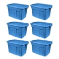 thumbnail image 1 of Rubbermaid Roughneck Tote 18 Gallon Storage Container, Heritage Blue (6 Pack), 1 of 10