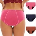 thumbnail image 2 of Heavy Flow Period Underwear for Women Mid Rise Menstrual Panties Postpartum Easy Clean Teens Brief 3 Pack, 2 of 8