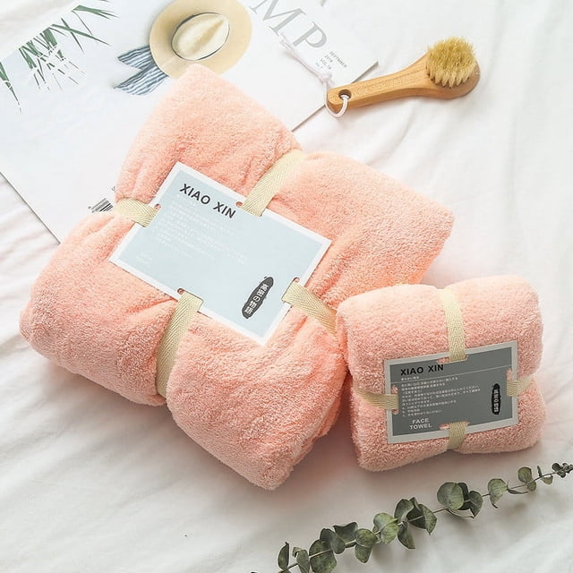 TopLLC Cotton 2 In 1 Bath Towel And Face Towel Soft-Bath Towels Set OF