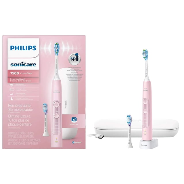 Philips Sonicare ExpertClean 7500 Rechargeable Electric Toothbrush for Adults, Pink HX9690/07