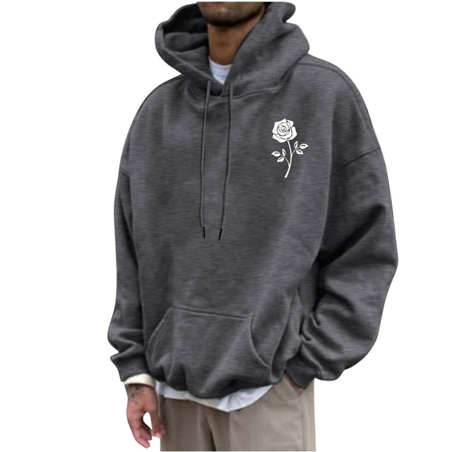 QIPOPIQ Men's Loose Fit Midweight Logo Sleeve Graphic Sweatshirt Clearance