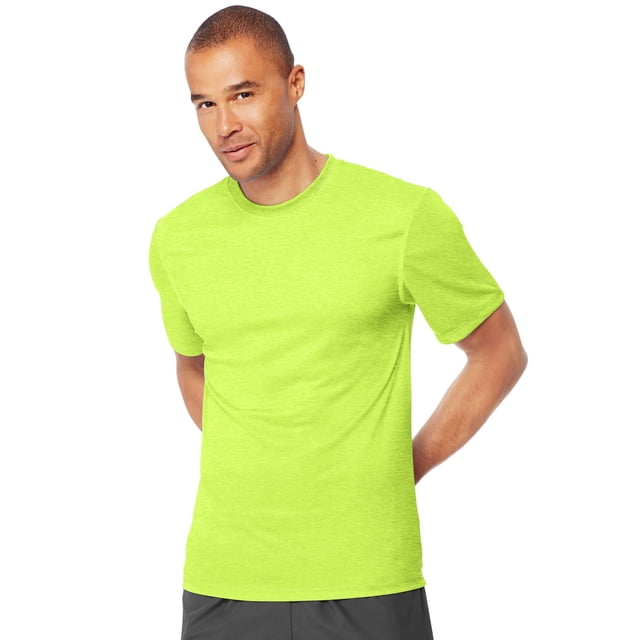 Hanes Cool DRI TAGLESS Men`s T-Shirt, S, Reflector Green Heather