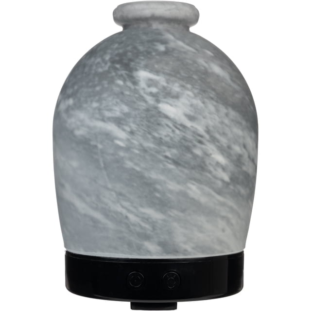ScentSationals Diffuseur 100 ml - Jour Nuageux avec un Dessus en Dôme Gris Marbré et une base Noire avec Deux Boutons de Commande, Diffuseur d'Huiles Essentielles à Brume Fraîche Qui Dure jusqu'à 6 Heures avec Arrêt Automatique et Lumières DEL à Changement de Couleur, Convient à l'Aromathérapie et à l'Ajout d'Humidité à Votre Maison.