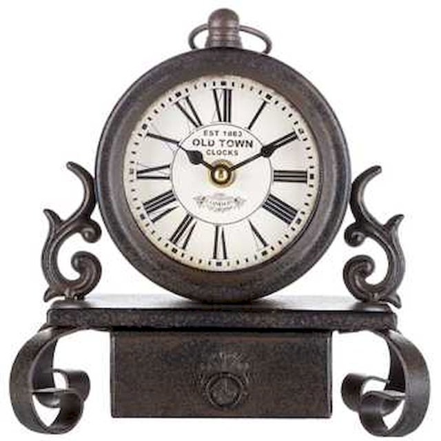 Horloge de Table en Métal avec Tiroir en Bronze